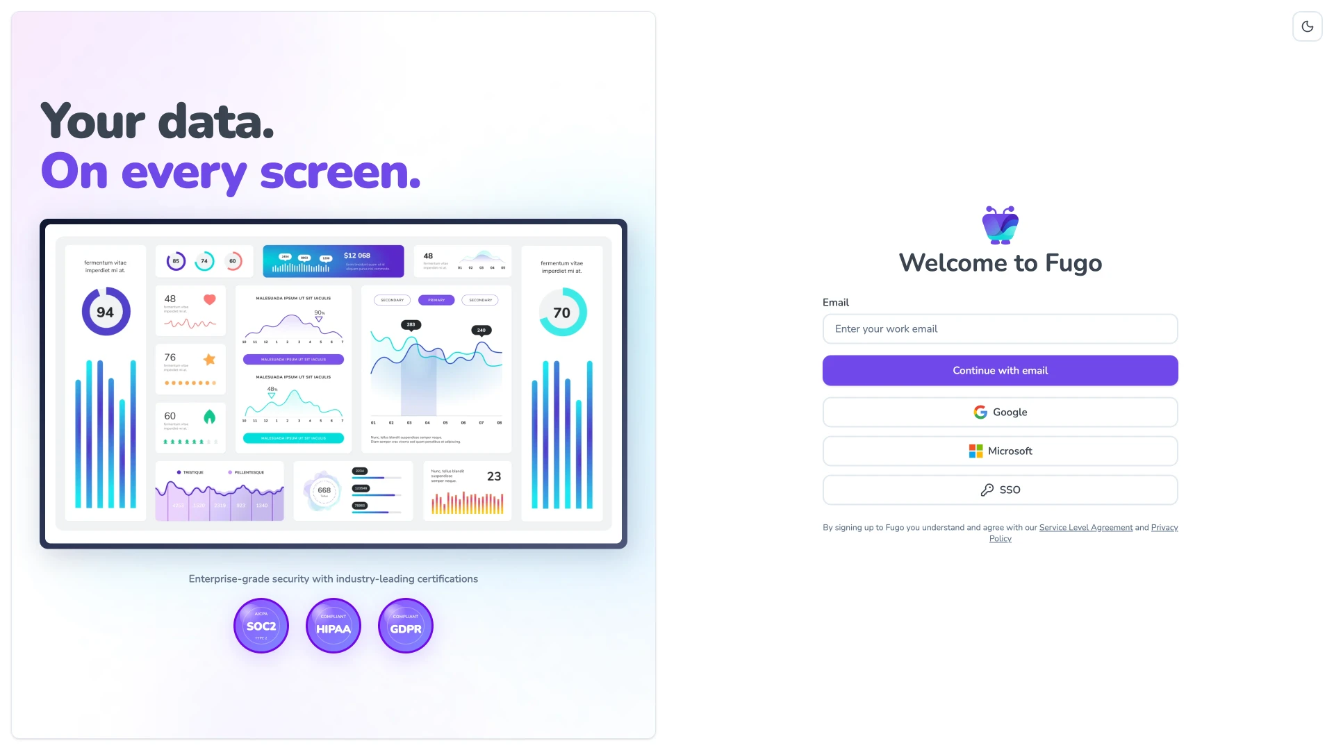 Fugo CMS sign-up page