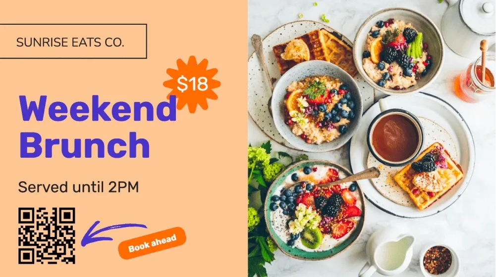 Digital menu template for quick service restaurant brunch event