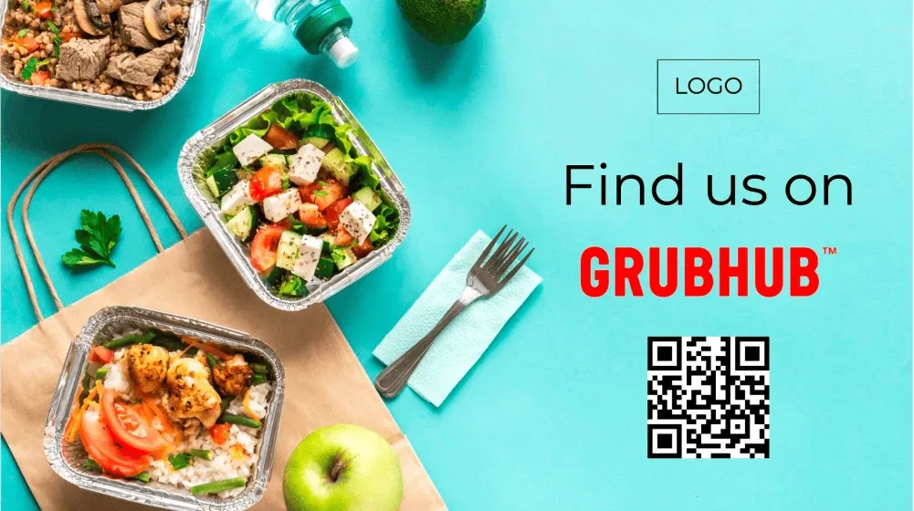 Digital signage template for restaurant Grubhub app